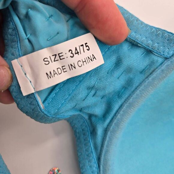 Belly Fancy Bra Blue Sequins Tassle Rhinestone Size 34 - Picture 8 of 8